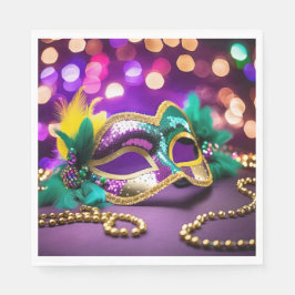 Guardanapo De Papel Máscara Mardi Gras de lantejoulas com Contas