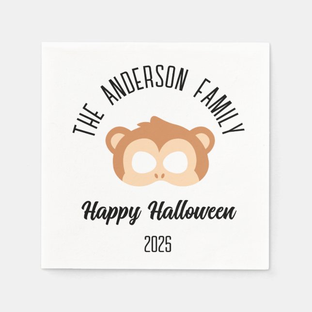 Guardanapo De Papel Mascarada de máscara de macaco do Halloween (Frente)