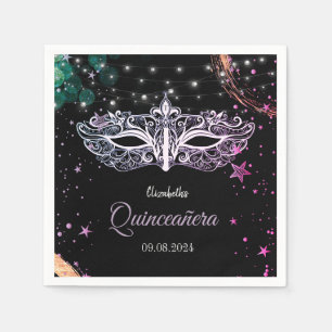 Guardanapo De Papel Mascarada, Estrelas Máscara Chic Quinceañera