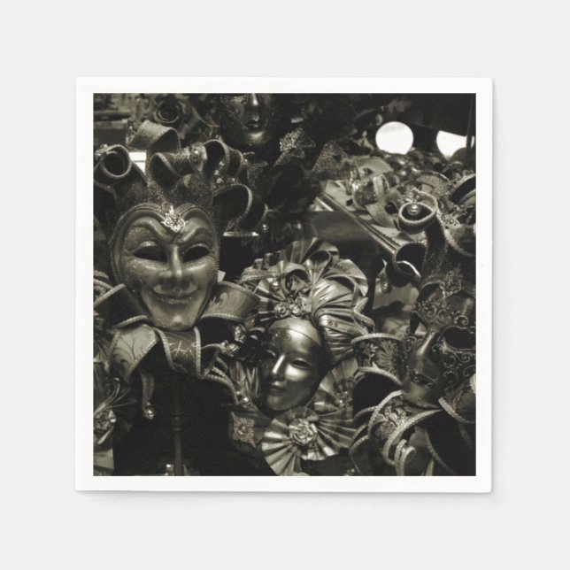 Guardanapo De Papel Mascarada preto e branco (Frente)