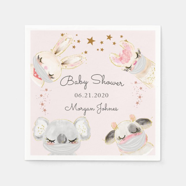 Guardanapo De Papel máscaras bonitas para o rosto do animal monograma  (Frente)