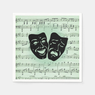 Guardanapo De Papel Máscaras Gregas de Música Verde e Teatro