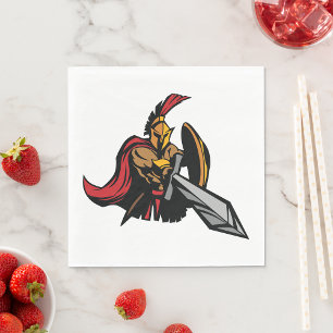 Guardanapo De Papel Mascote Guerreiro Espartano Vermelho e Dourado Ous
