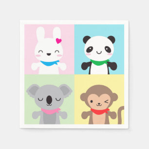 Guardanapo De Papel Mascotes Animais Super Bonitos Kawaii