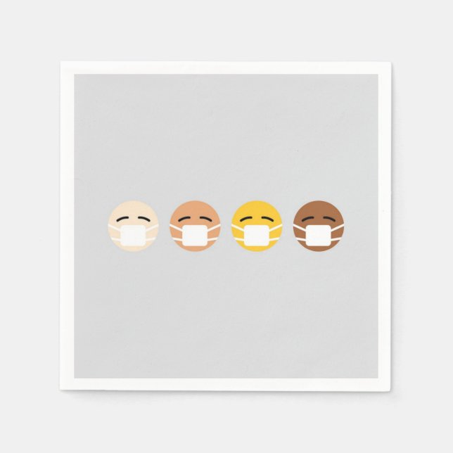 Guardanapo De Papel Mask Emoji Faces Mask Up COVID (Frente)