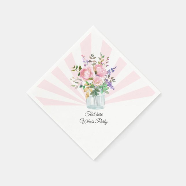 Guardanapo De Papel mason jar, aniversário adulto, casamento, floral (Canto)