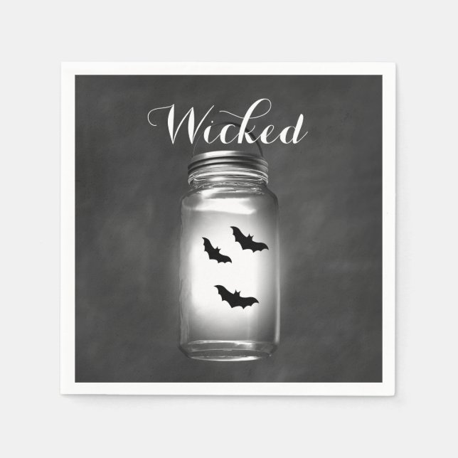 Guardanapo De Papel Mason Jar Bats Halloween Napkin (Frente)