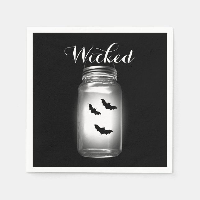 Guardanapo De Papel Mason Jar Bats Halloween Napkin (Frente)