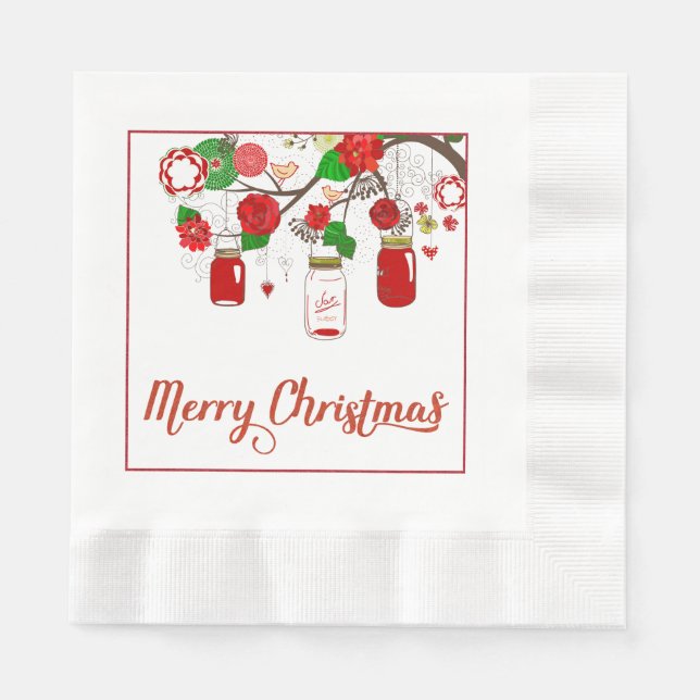 Guardanapo De Papel Mason Jar Christmas Paper Napkins (Frente)
