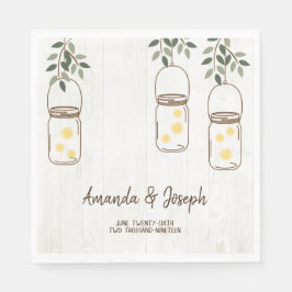 Guardanapo De Papel Mason Jar & Fireflies Rustic Wedkins