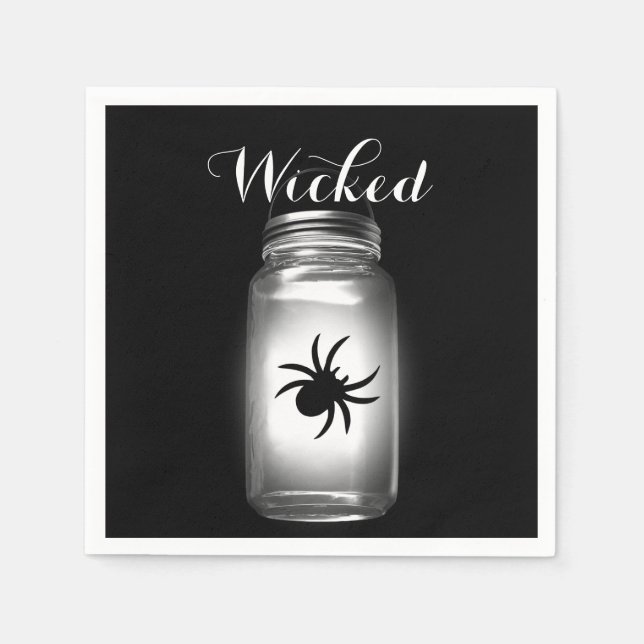 Guardanapo De Papel Mason Jar Spider Halloween Napkin (Frente)