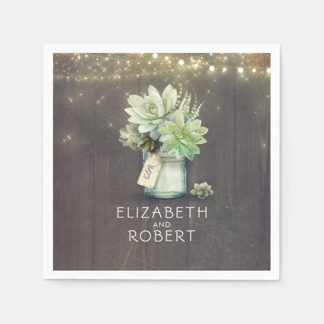 Guardanapo De Papel Mason Jar Suculenta País Russo (Frente)