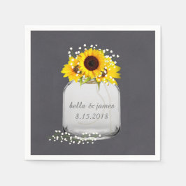 Guardanapo De Papel Mason Jar Sunflower Wedkins