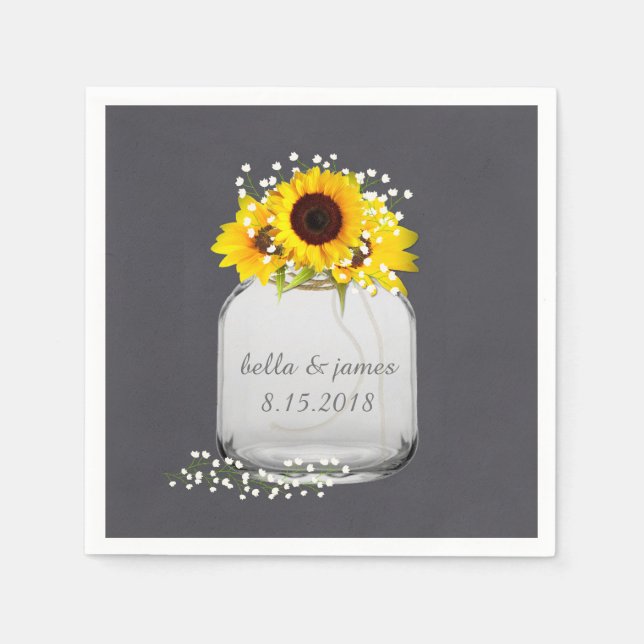 Guardanapo De Papel Mason Jar Sunflower Wedkins (Frente)