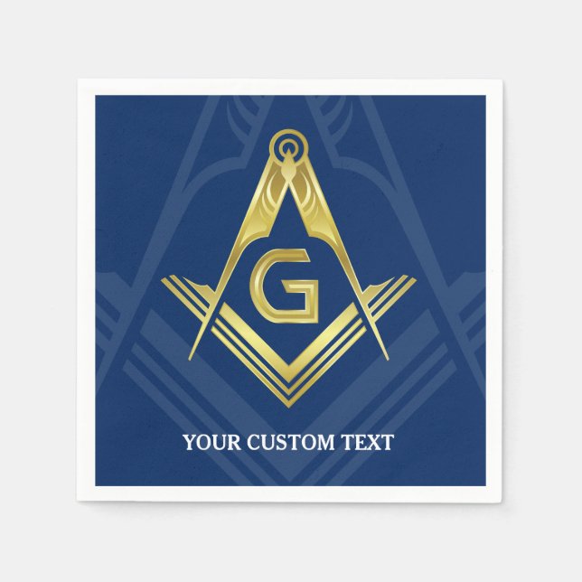 Guardanapo De Papel Masonic Napkins Personalizado | Marinho Azul Doura (Frente)