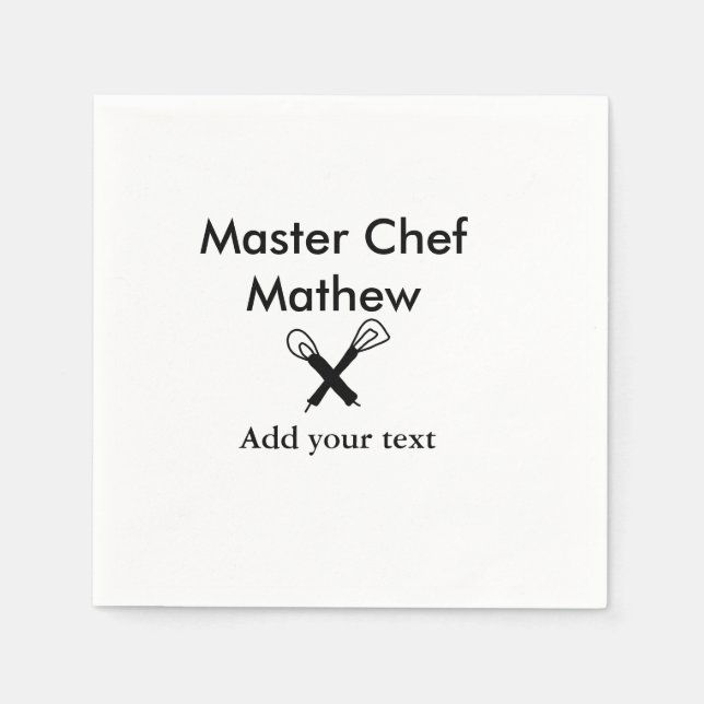 Guardanapo De Papel Master chef cozinha padaria cozinheira adiciona te (Frente)