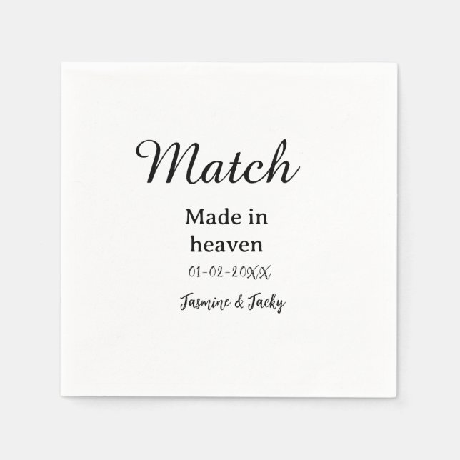 Guardanapo De Papel Match made in heaven add name date simple calligra (Frente)