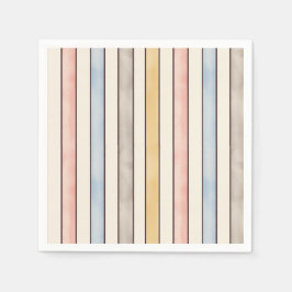 Guardanapo De Papel Matching, Subdued Pink, Yellow and Blue Stripes