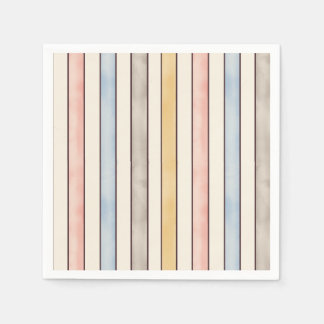Guardanapo De Papel Matching, Subdued Pink, Yellow and Blue Stripes