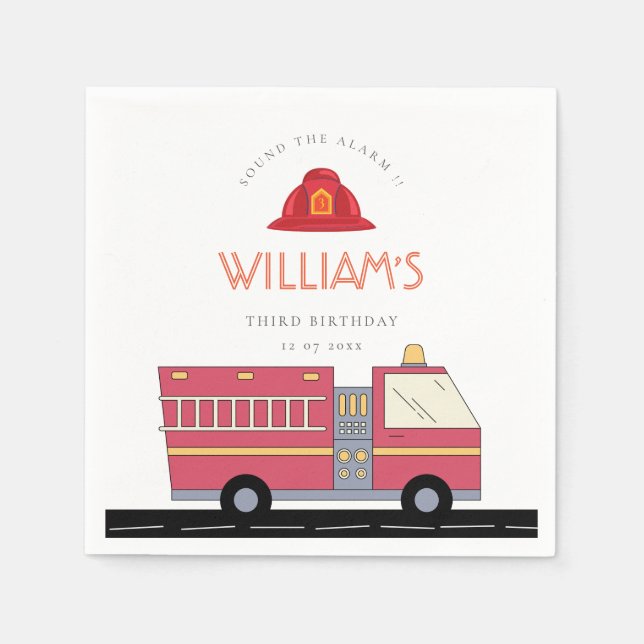 Guardanapo De Papel Material de Aniversário de Bombeiros Vermelhos (Frente)