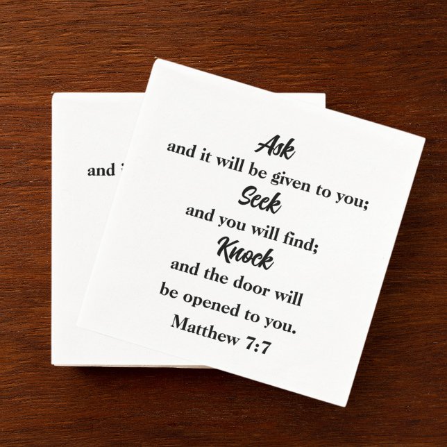 Guardanapo De Papel Mateus 7:7 Bíblia Verse Igreja (Criador carregado)