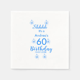 Guardanapo De Papel Mauve branco azul shhhh 60.º aniversário nome flor