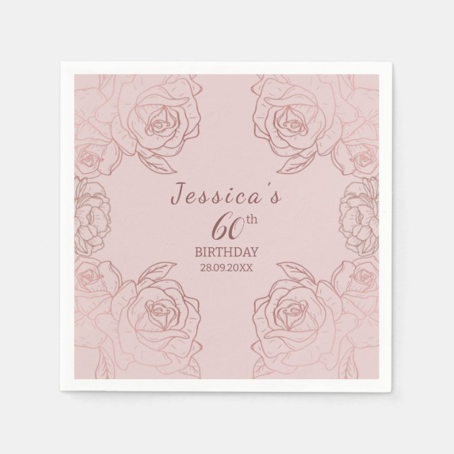 Guardanapo De Papel Mauve Floral Mauve Rosa Elegante Napkins (Frente)