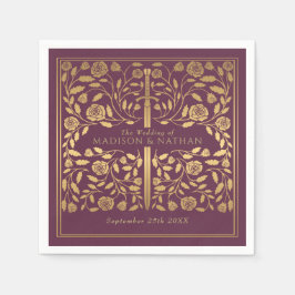 Guardanapo De Papel Mauve Royal Medieval Dourada Casamento de Espadas