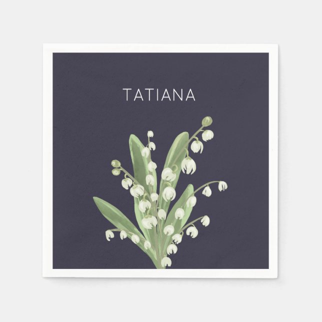 Guardanapo De Papel May Lily do Vale Floral Buquê Custom Name (Frente)