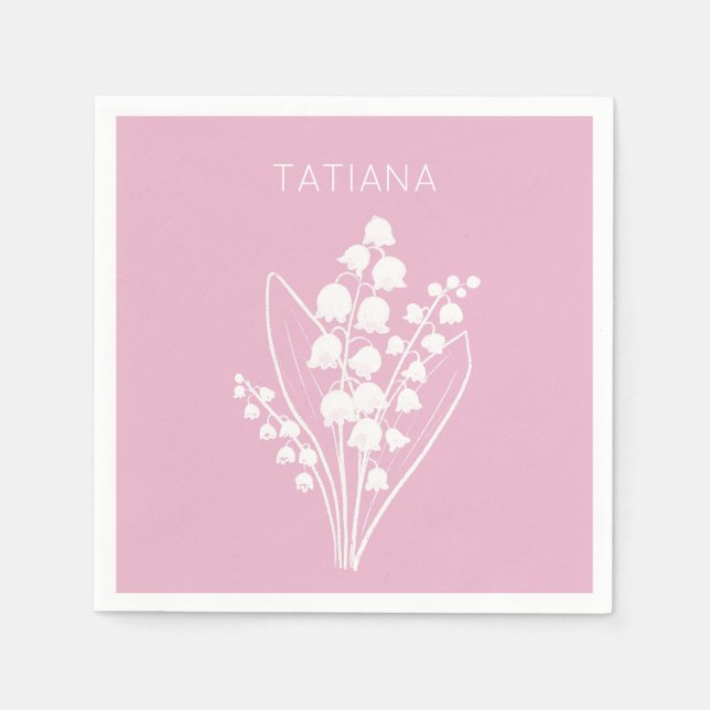 Guardanapo De Papel May Lily do Vale Floral Buquê Custom Name (Frente)