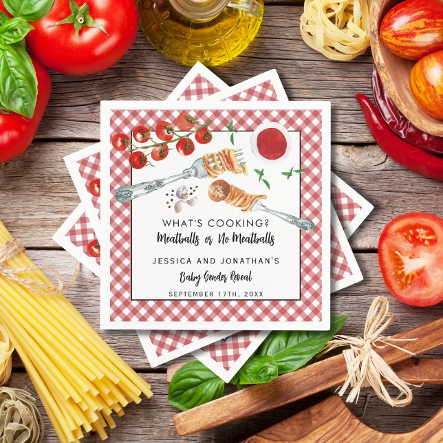 Guardanapo De Papel Meatballs Or No Meatballs Gender Reveal Party (Criador carregado)