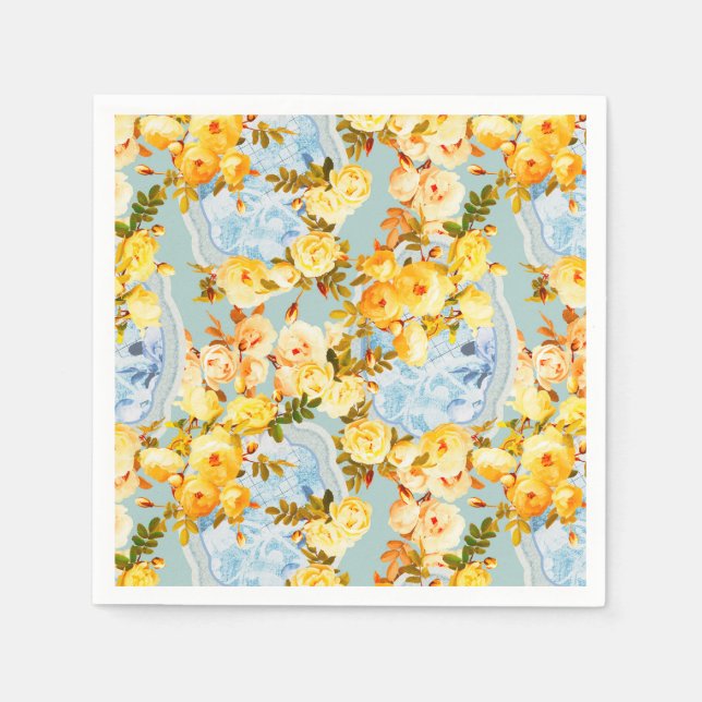 Guardanapo De Papel Medalhões e Rosas (Frente)