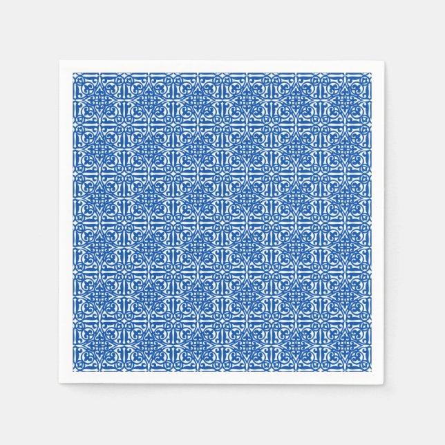 Guardanapo De Papel Medieval Damask Fleur-de-lis, azul de cobalto (Frente)