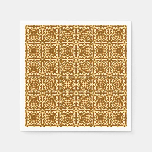 Guardanapo De Papel Medieval Damask Fleur-de-lis, cobre e creme (Frente)