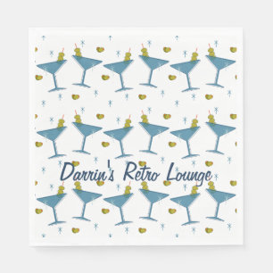 Guardanapo De Papel Médio Century Olive e Blue Martini Party Napkin