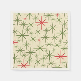 Guardanapo De Papel Médio Retroativo Estrelas de Natal Azeitona