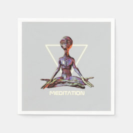Guardanapo De Papel Meditação. Alienígena em pose tranquila