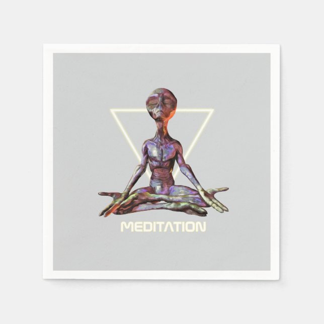 Guardanapo De Papel Meditação. Alienígena em pose tranquila (Frente)