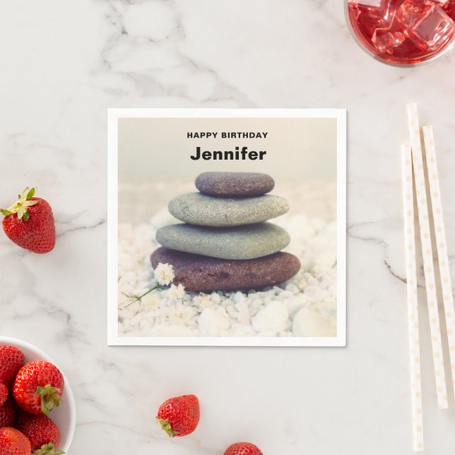 Guardanapo De Papel Meditativo de Pedras Empilhadas no Cairn Aniversár (Insitu)