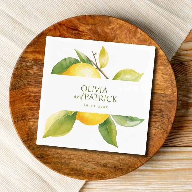 Guardanapo De Papel Mediterranean Italy Greece Lemon Vibrant Wedding (Criador carregado)