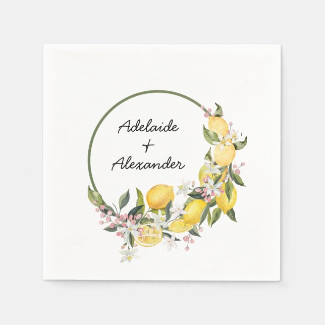 Guardanapo De Papel Mediterranean Lemon Citrus Wedding Collection (Frente)