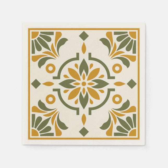 Guardanapo De Papel Mediterranean Olive Tile (Frente)