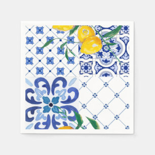 Guardanapo De Papel Mediterrâneo,estilo Amalfi,quadrados simples
