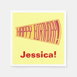 Guardanapo De Papel Mega Phone Yellow Red Happy Birthday Napkins