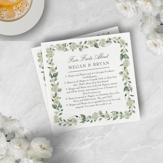 Guardanapo De Papel Megan Elegant Wedding Reception Facts Cocktail (Entertain your guests with your love story with these fun cocktail napkins)