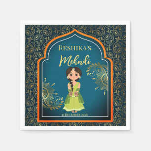 Guardanapo De Papel Mehndi padrões árabe indiano verde design