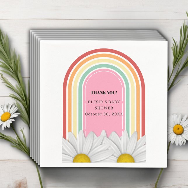 Guardanapo De Papel Meia Chá de fraldas de margarida retrô (Criador carregado)