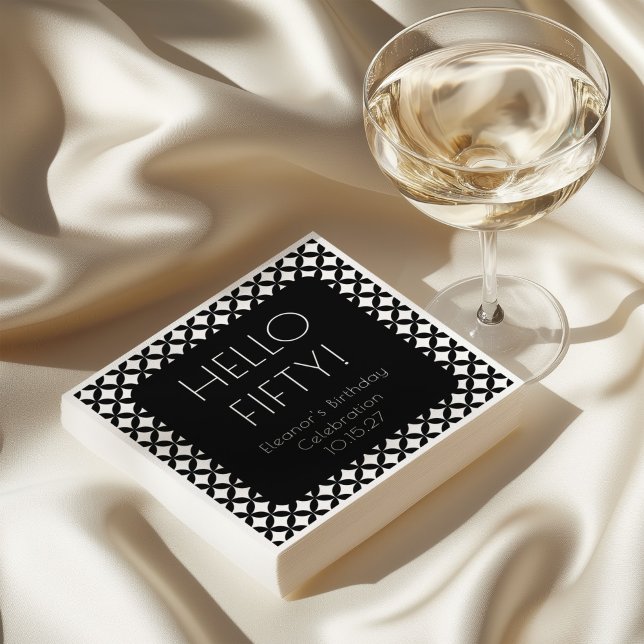 Guardanapo De Papel Meio século Branco Preto Personalizado para 50º An (Criador carregado)