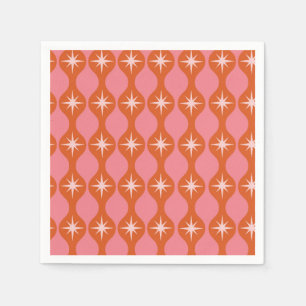 Guardanapo De Papel Meio século estoura no padrão laranja rosa do Ogee