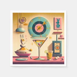 Guardanapo De Papel Meio século Futurístico Atômica Rabbit Martini